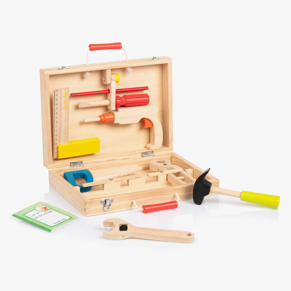 Moulin Roty - لعبة صندوق أدوات خشب لون أخضر (29 سم) | Childrensalon