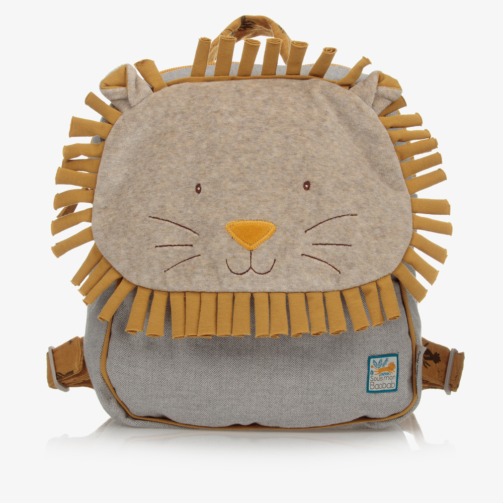 Moulin Roty - Grey Lion Backpack (24cm) | Childrensalon