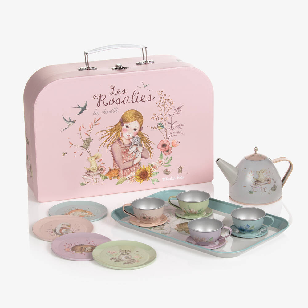 Moulin Roty - Pale Pink Metal Tea Set (29cm) | Childrensalon
