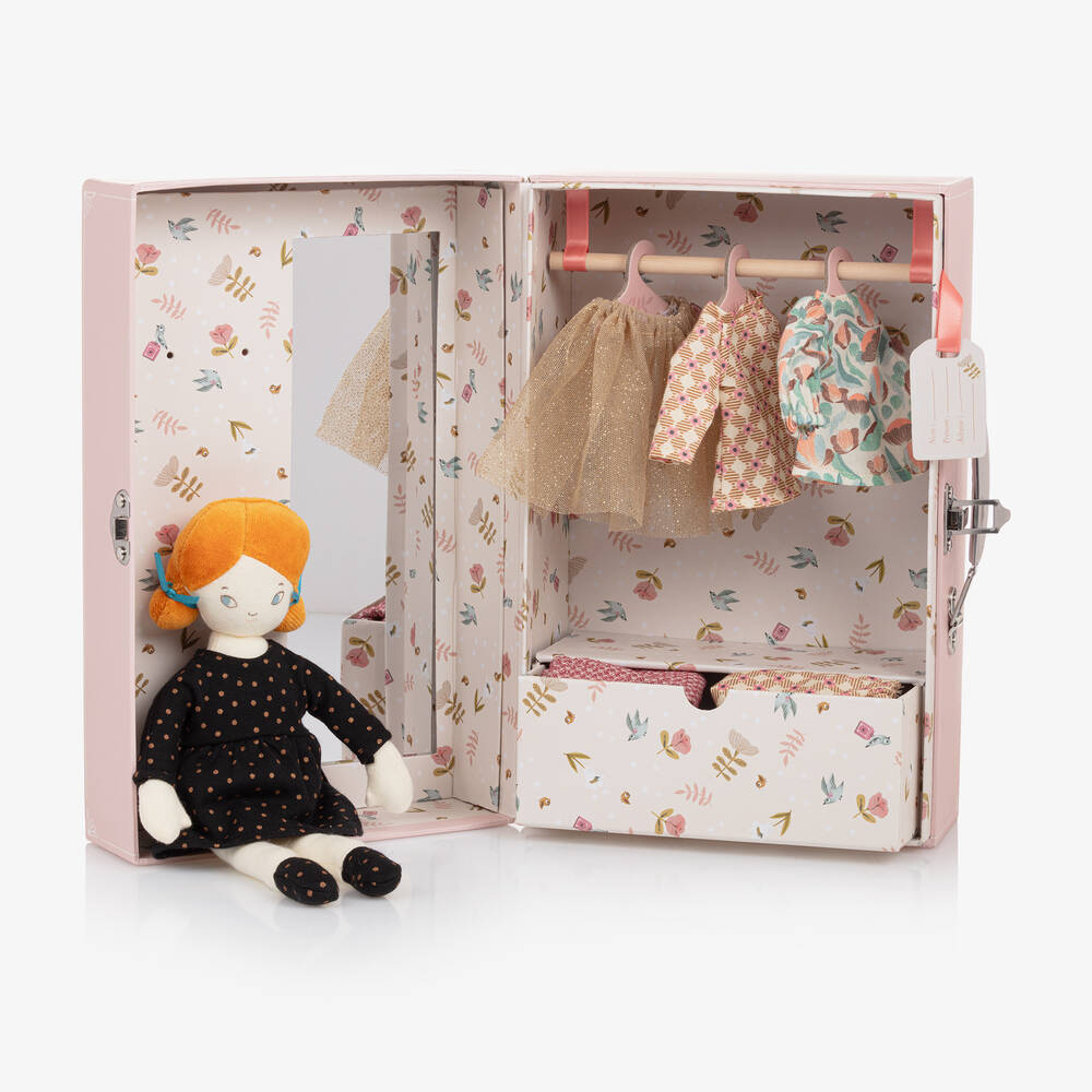 Moulin Roty - Кукла с набором одежды в розовом сундучке (28см) | Childrensalon