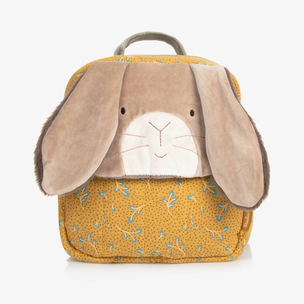 Moulin Roty - Желтый рюкзак Кролик с цветами (24см) | Childrensalon