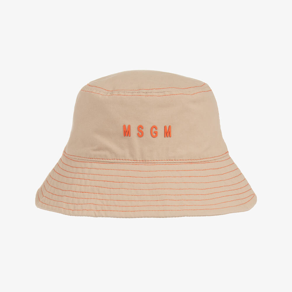MSGM - Beige Cotton Bucket Hat | Childrensalon