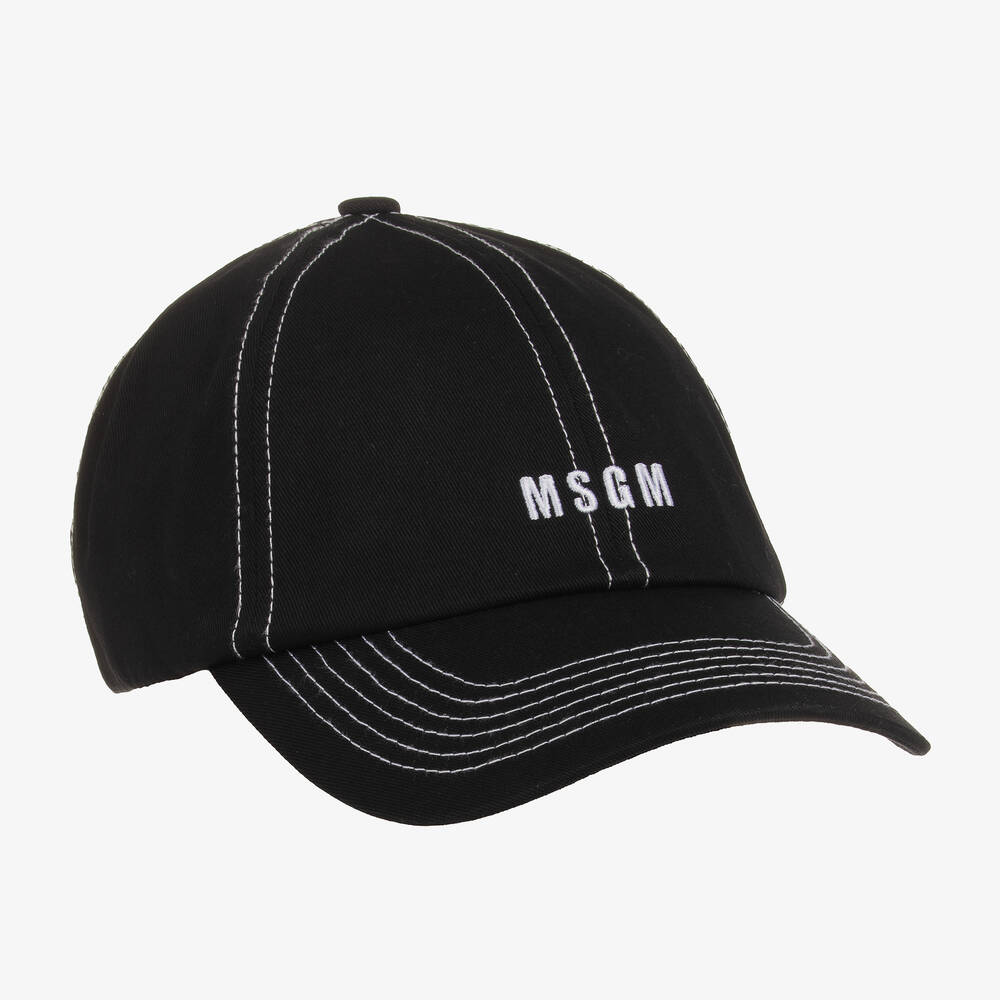 MSGM - Black Cotton Cap | Childrensalon