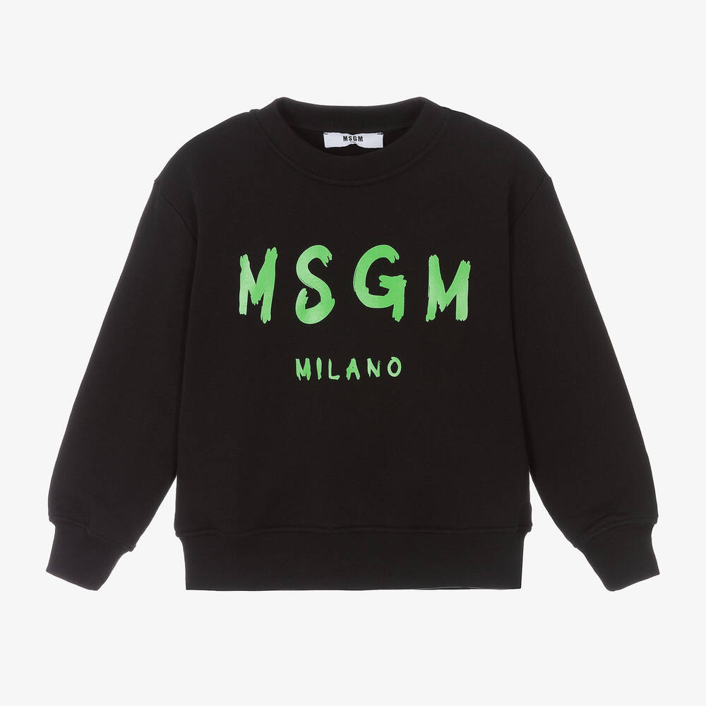 MSGM - Black Cotton Jersey Sweatshirt | Childrensalon
