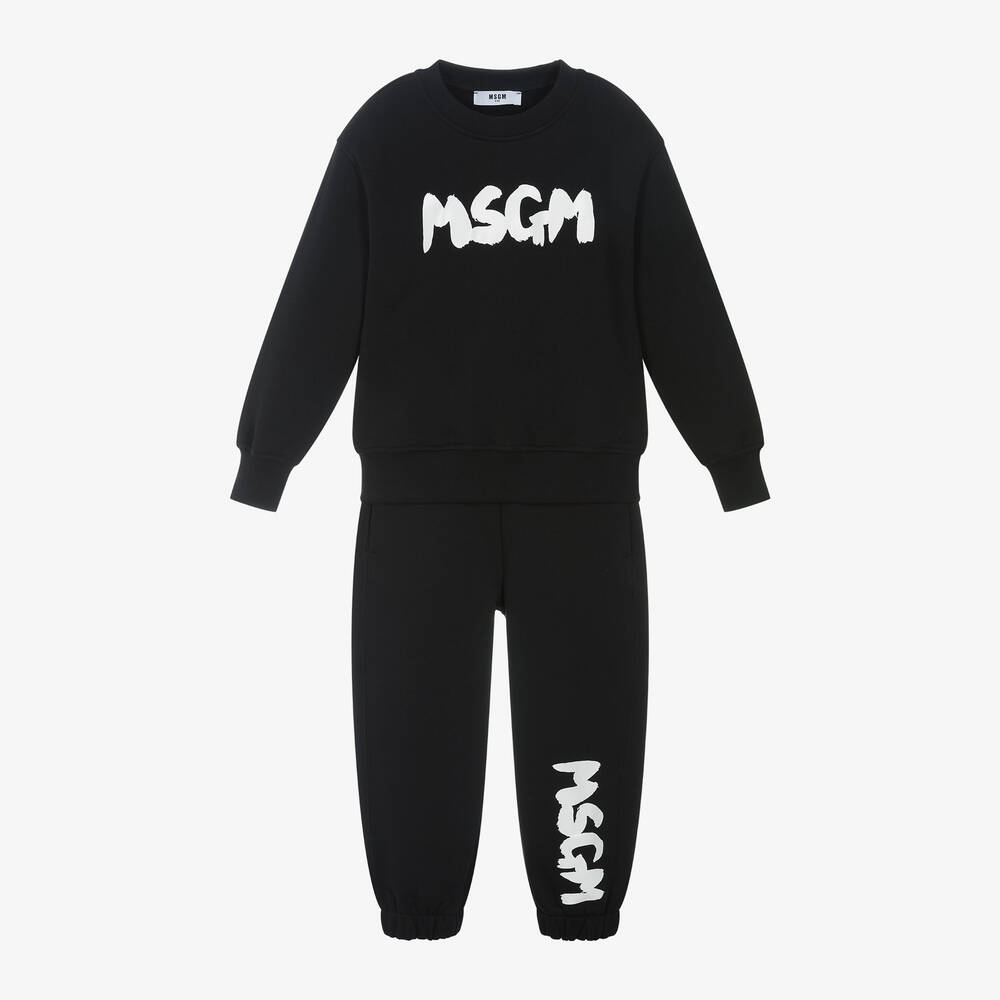 MSGM - Black Cotton Tracksuit | Childrensalon