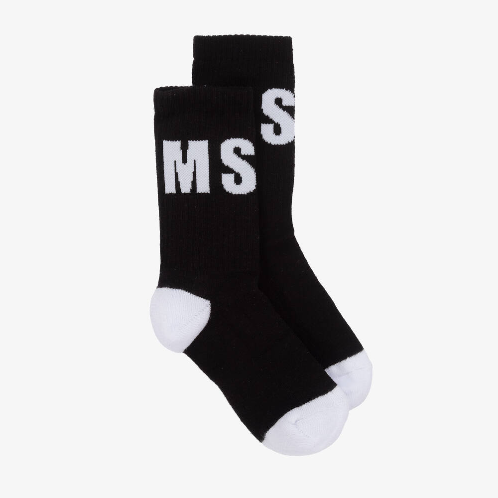Shop Msgm Black & White Cotton Ankle Socks
