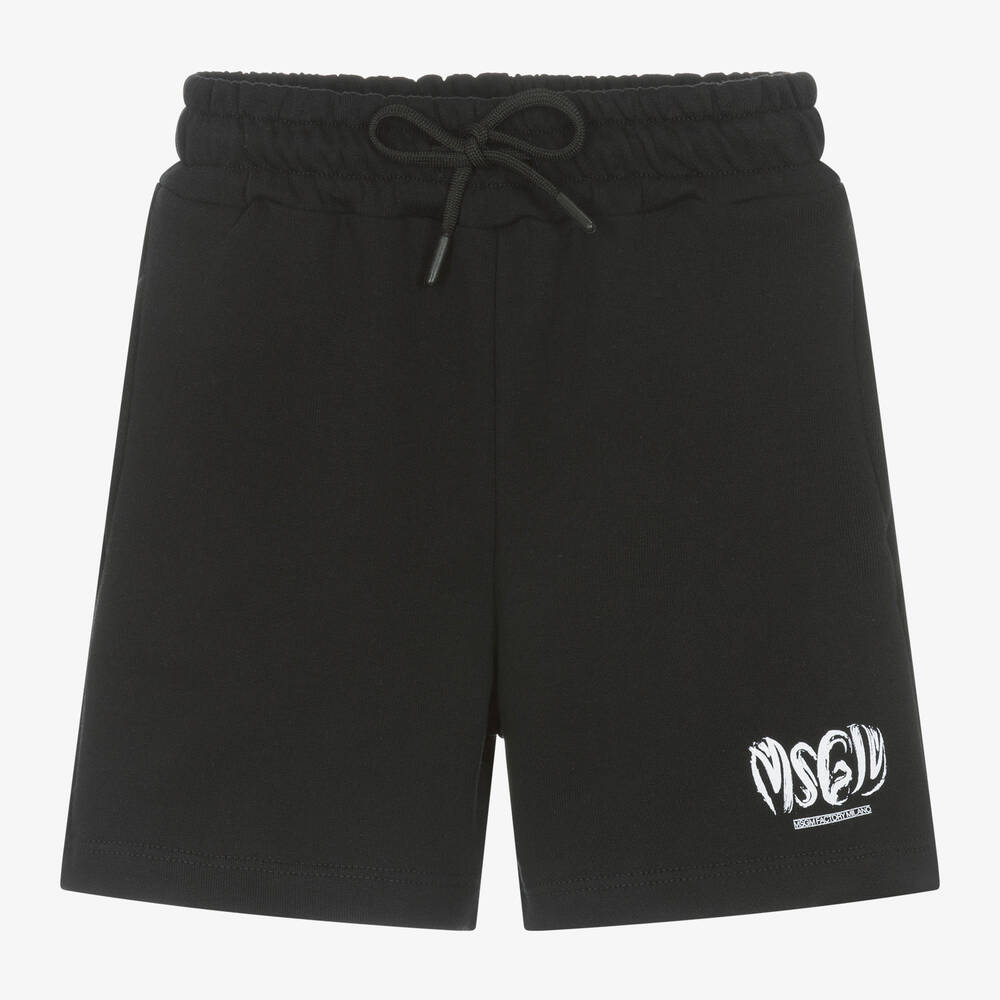 MSGM - Short noir en jersey de coton | Childrensalon