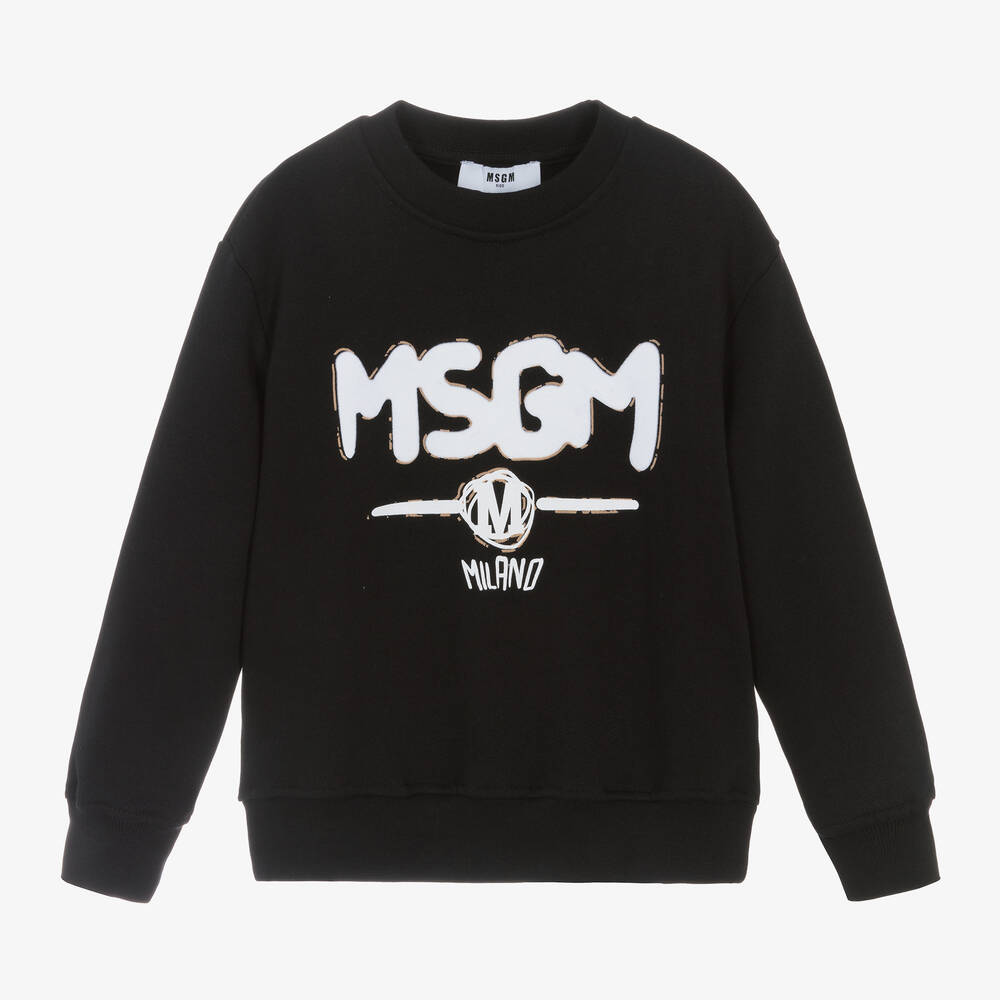 MSGM - Boys Black Cotton Sweatshirt | Childrensalon
