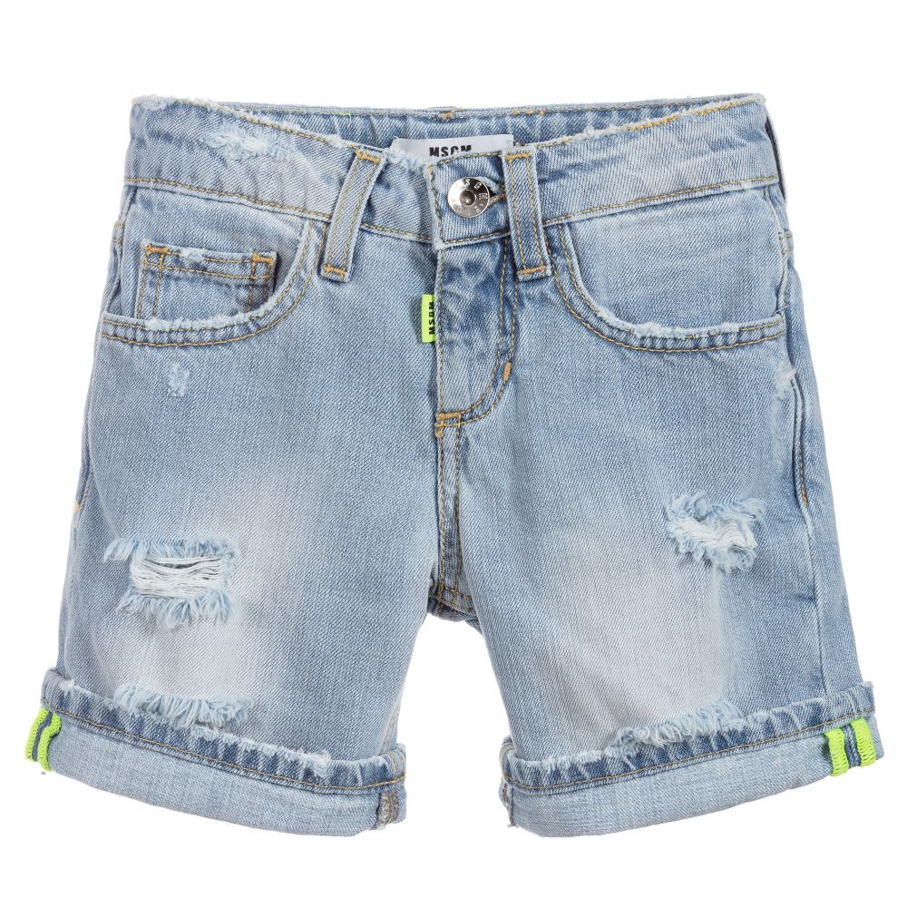 MSGM - Boys Blue Denim Shorts | Childrensalon