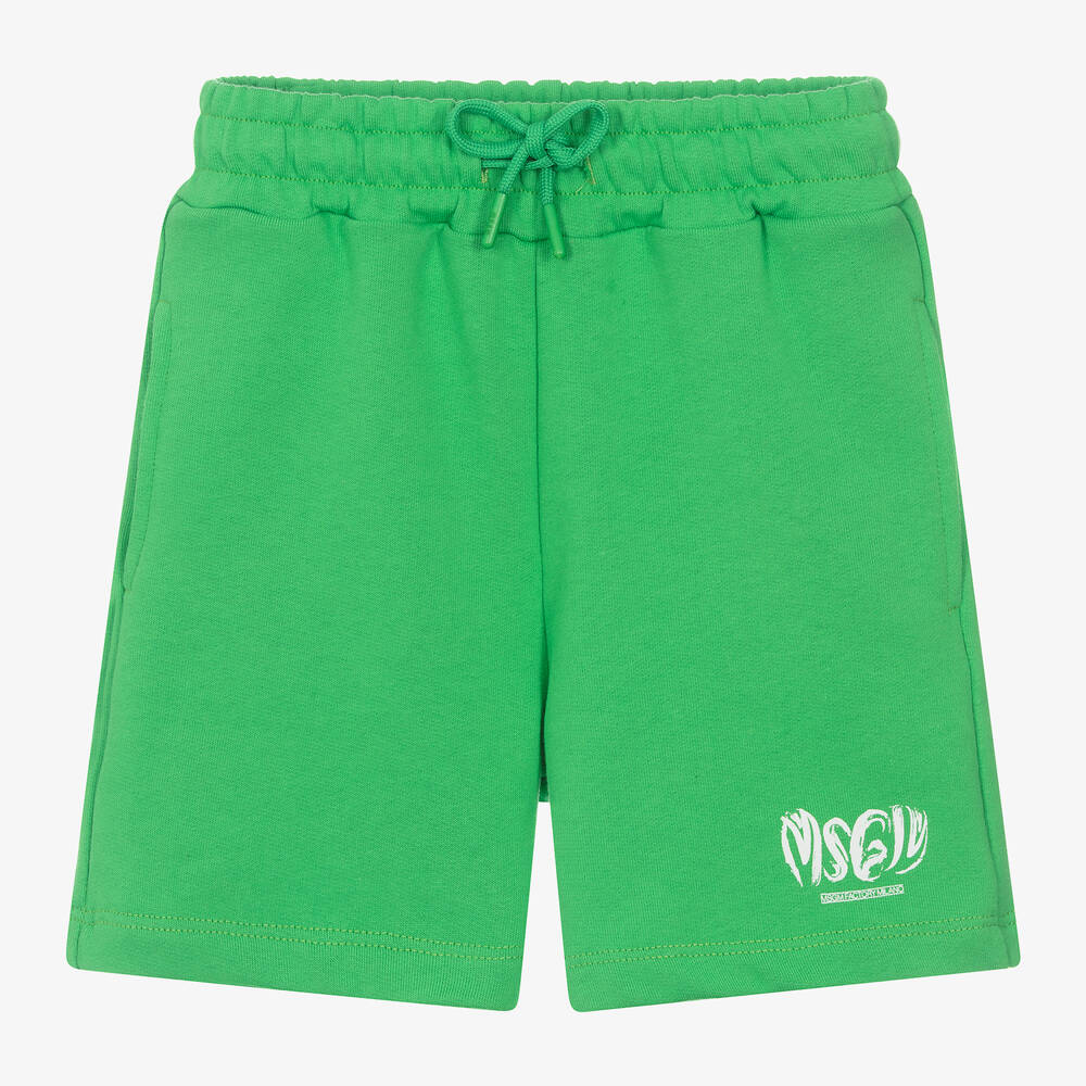 MSGM - Boys Green Cotton Jersey Shorts | Childrensalon