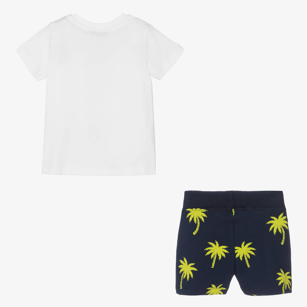 MSGM - Boys White & Blue Palm Tree Shorts Set | Childrensalon
