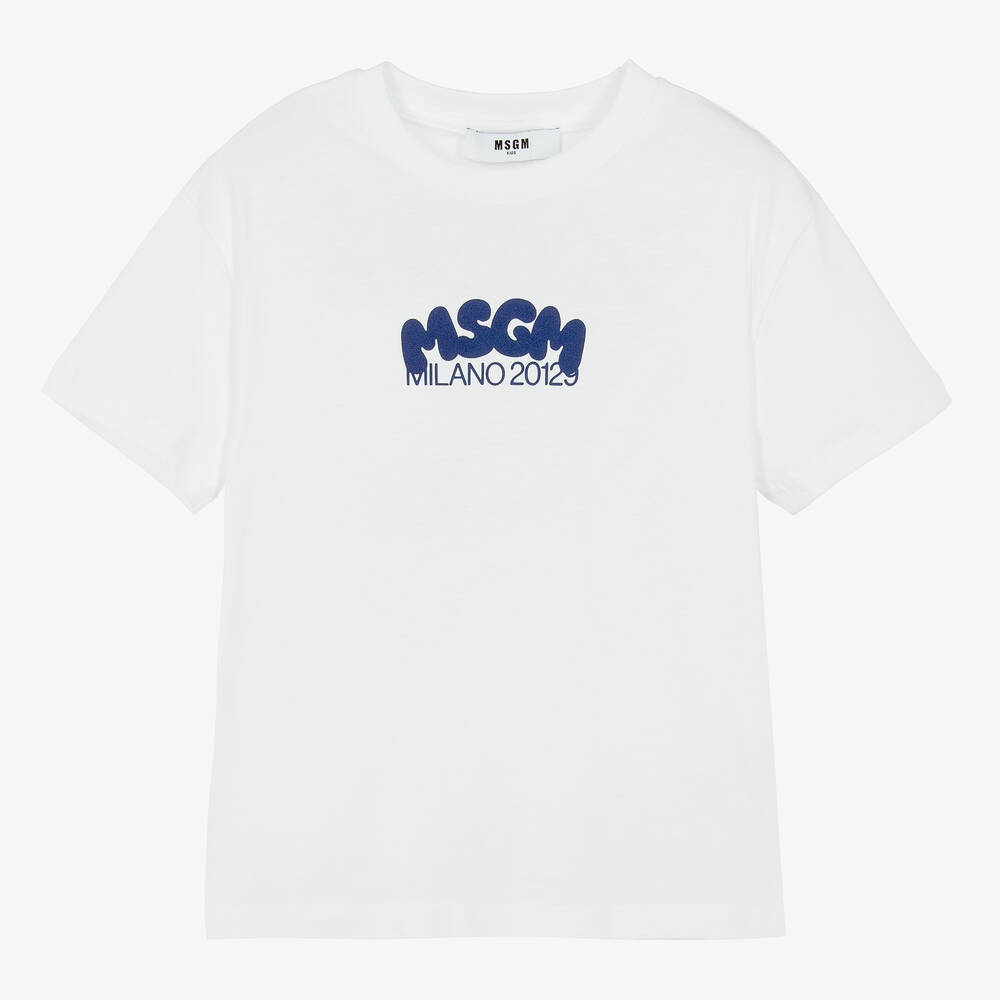 Msgm Babies'  Boys White Crew Neck T-shirt