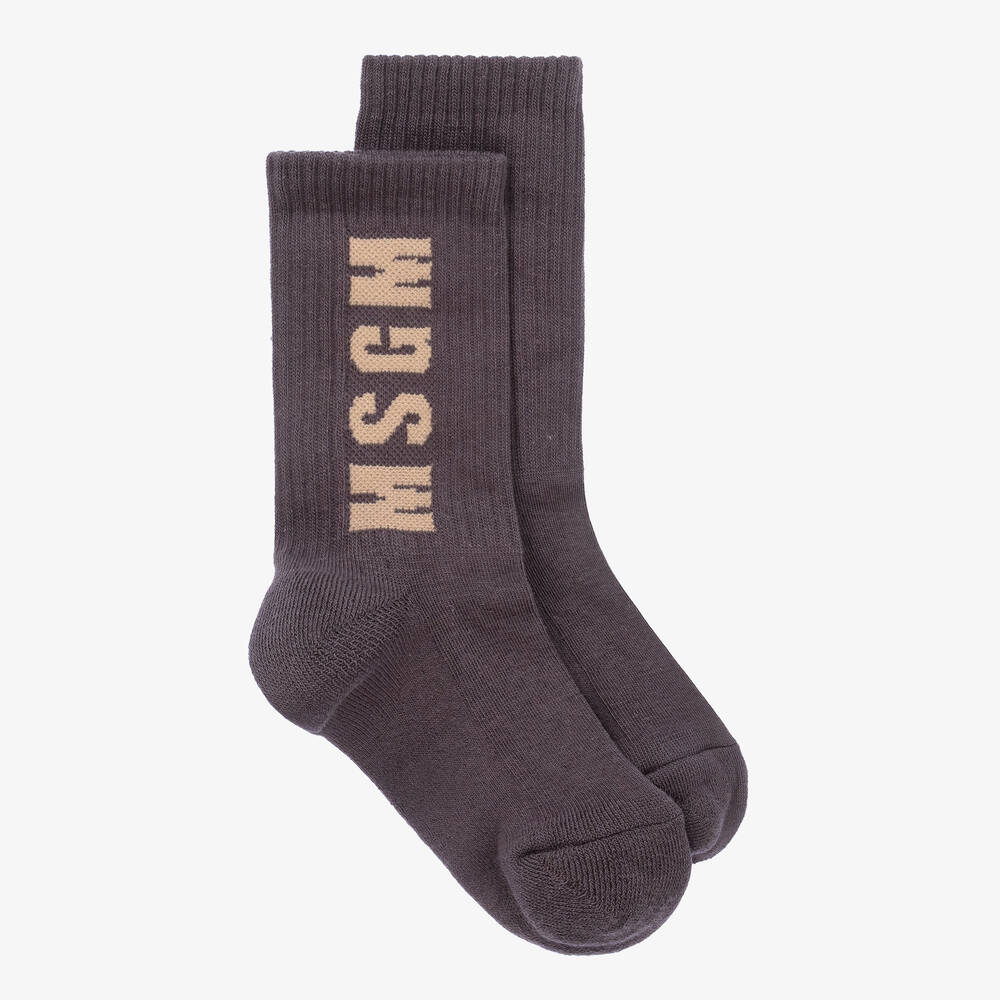 MSGM - Dark Brown Cotton Ankle Socks | Childrensalon