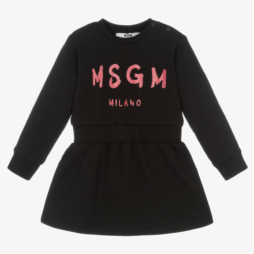 MSGM - Robe noire en jersey de coton Fille | Childrensalon