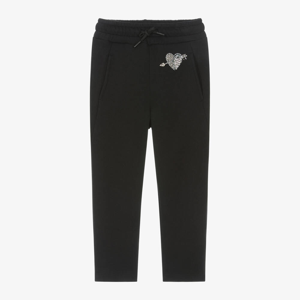 MSGM - Girls Black Rhinestone Joggers | Childrensalon