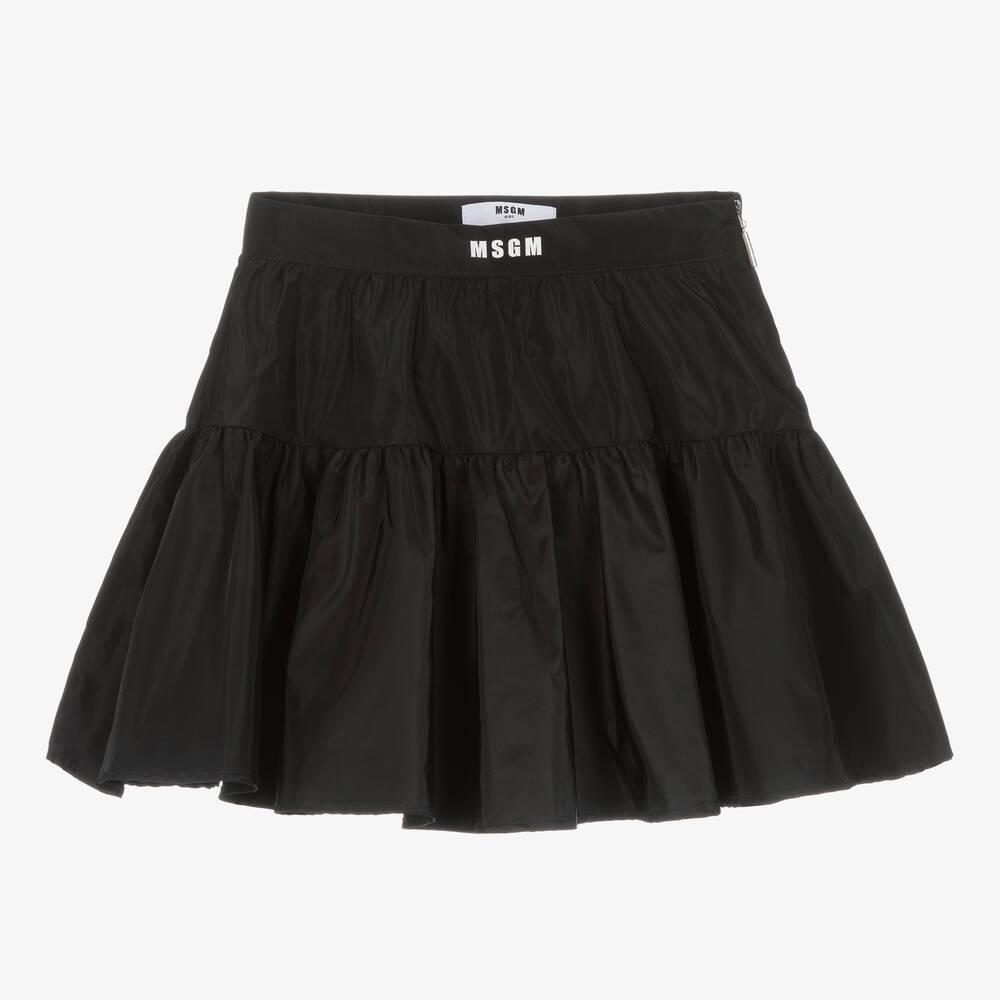 Msgm Kids'  Girls Black Taffeta Skirt