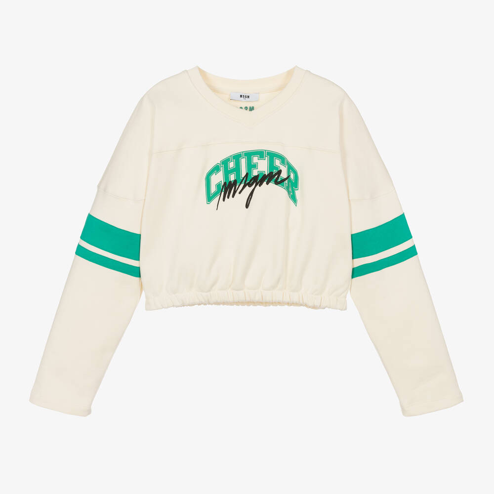 MSGM - Girls Ivory Cheer Print Cotton Sweatshirt | Childrensalon