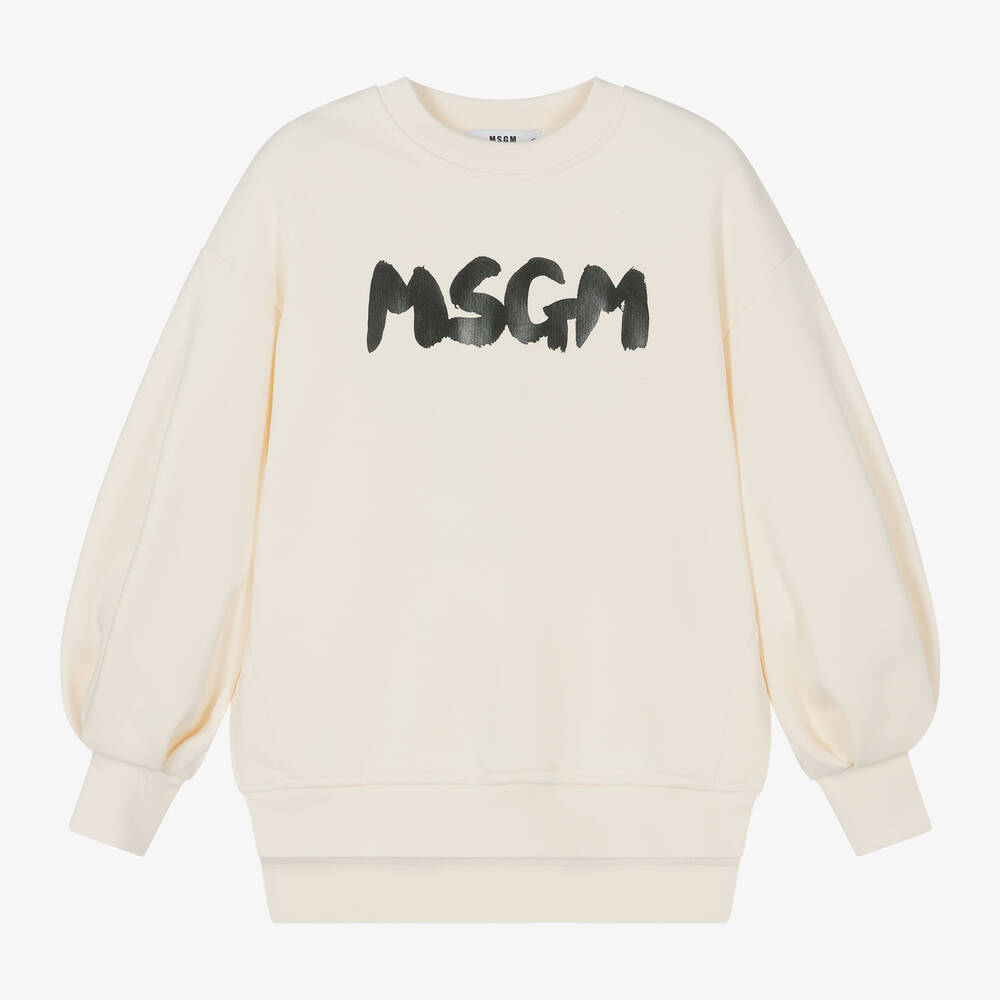 MSGM - Girls Ivory Cotton Sweatshirt Dress | Childrensalon