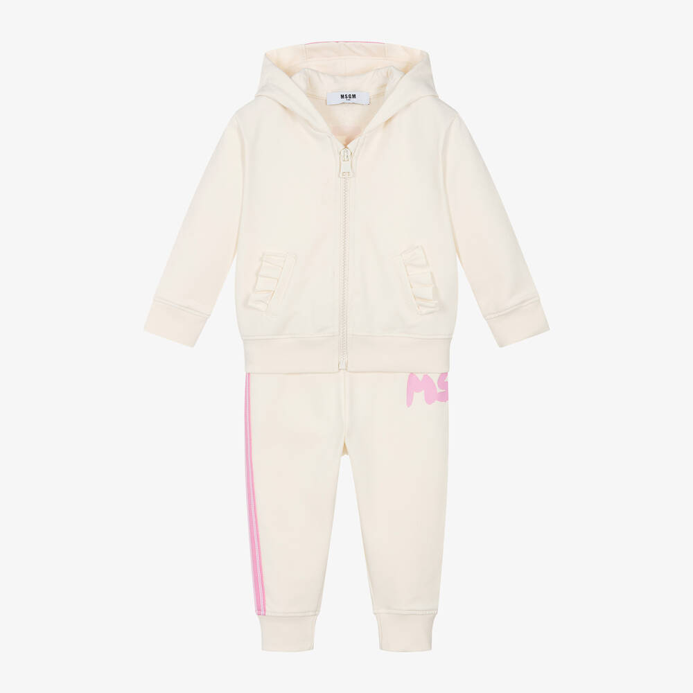 MSGM - Girls Ivory Cotton Tracksuit | Childrensalon