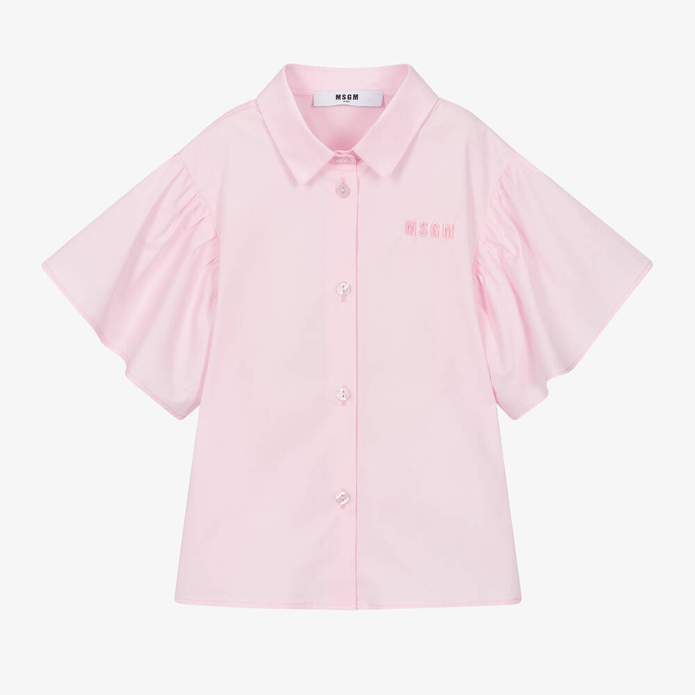 MSGM - Girls Pink Cotton Blouse | Childrensalon