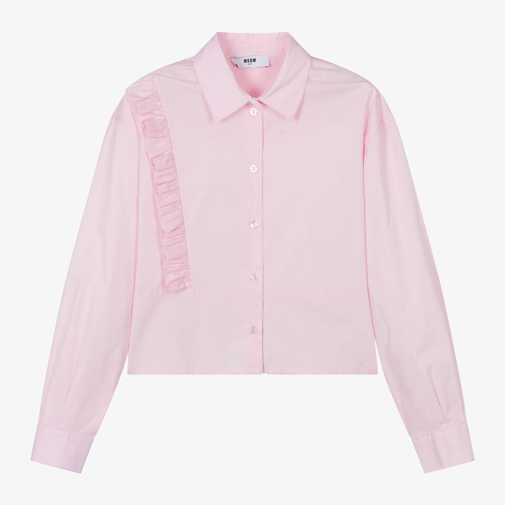 MSGM - Girls Pink Cotton Blouse | Childrensalon