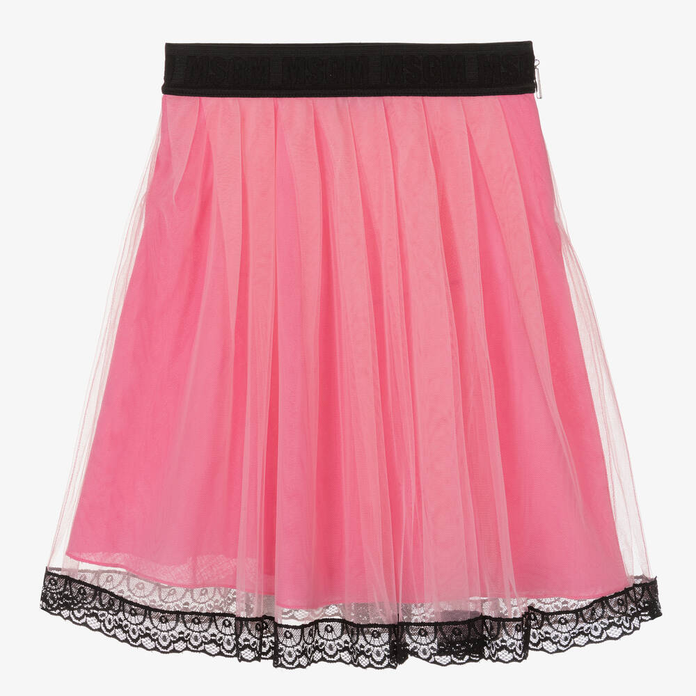 MSGM - Girls Pink Tulle & Lace Skirt | Childrensalon