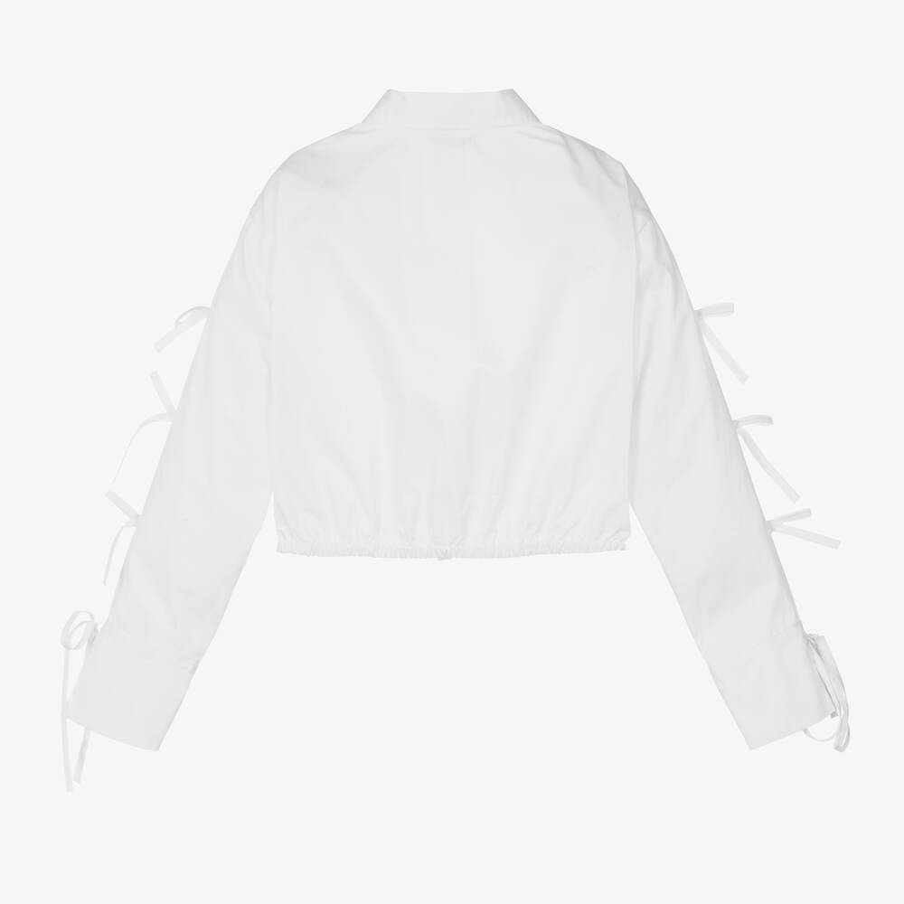 MSGM - Girls White Cotton Bows Shirt | Childrensalon