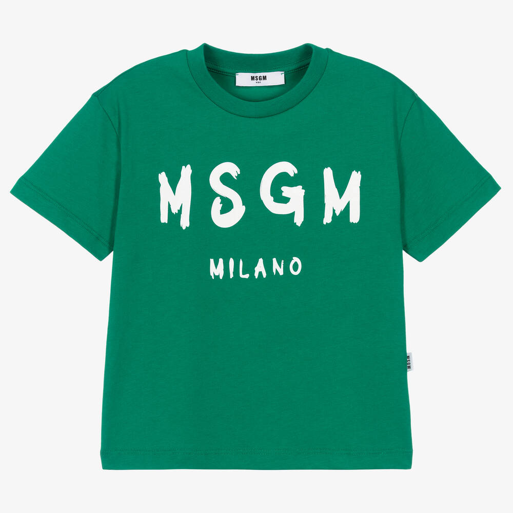 MSGM - T-shirt vert en jersey de coton | Childrensalon