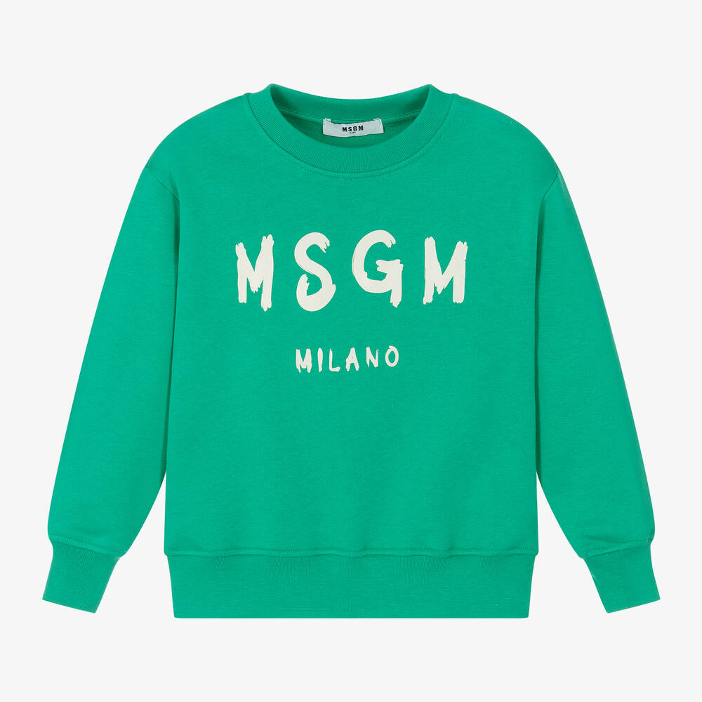 MSGM - Green Cotton Sweatshirt | Childrensalon