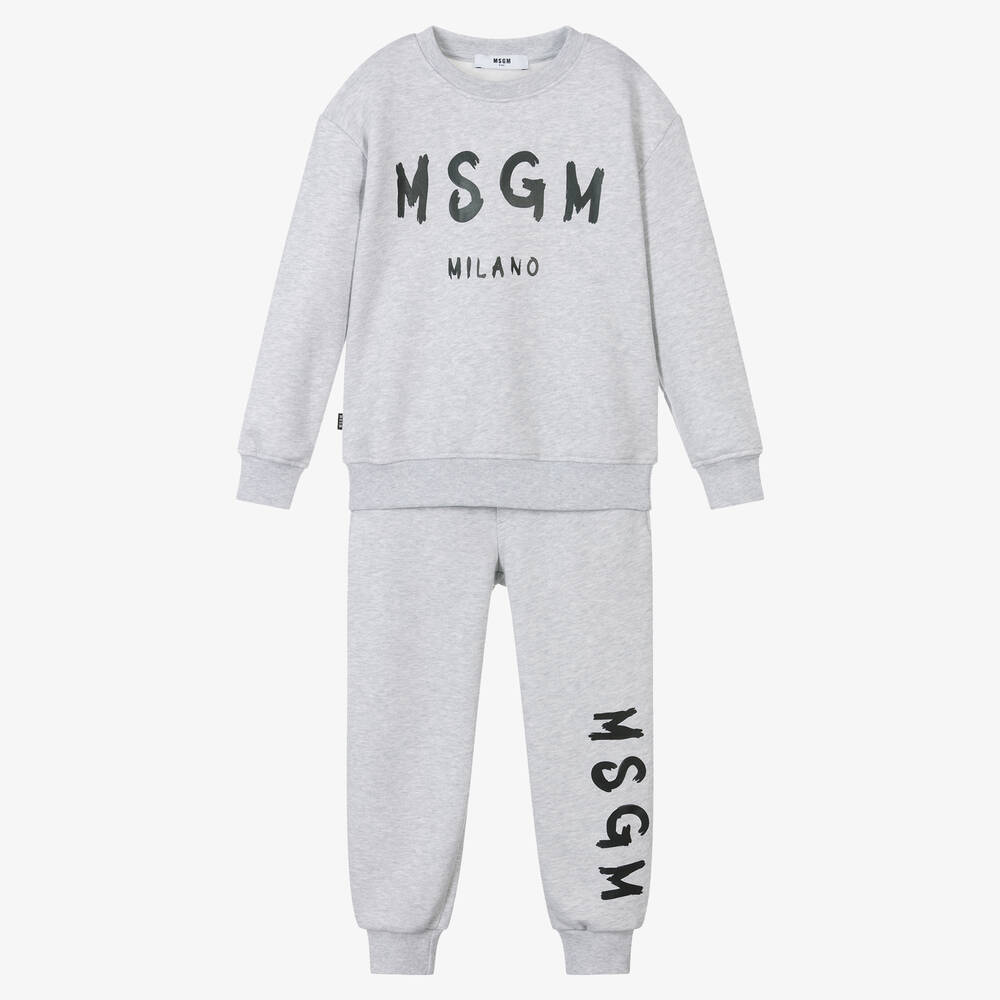 MSGM - Grey Cotton Jersey Tracksuit | Childrensalon