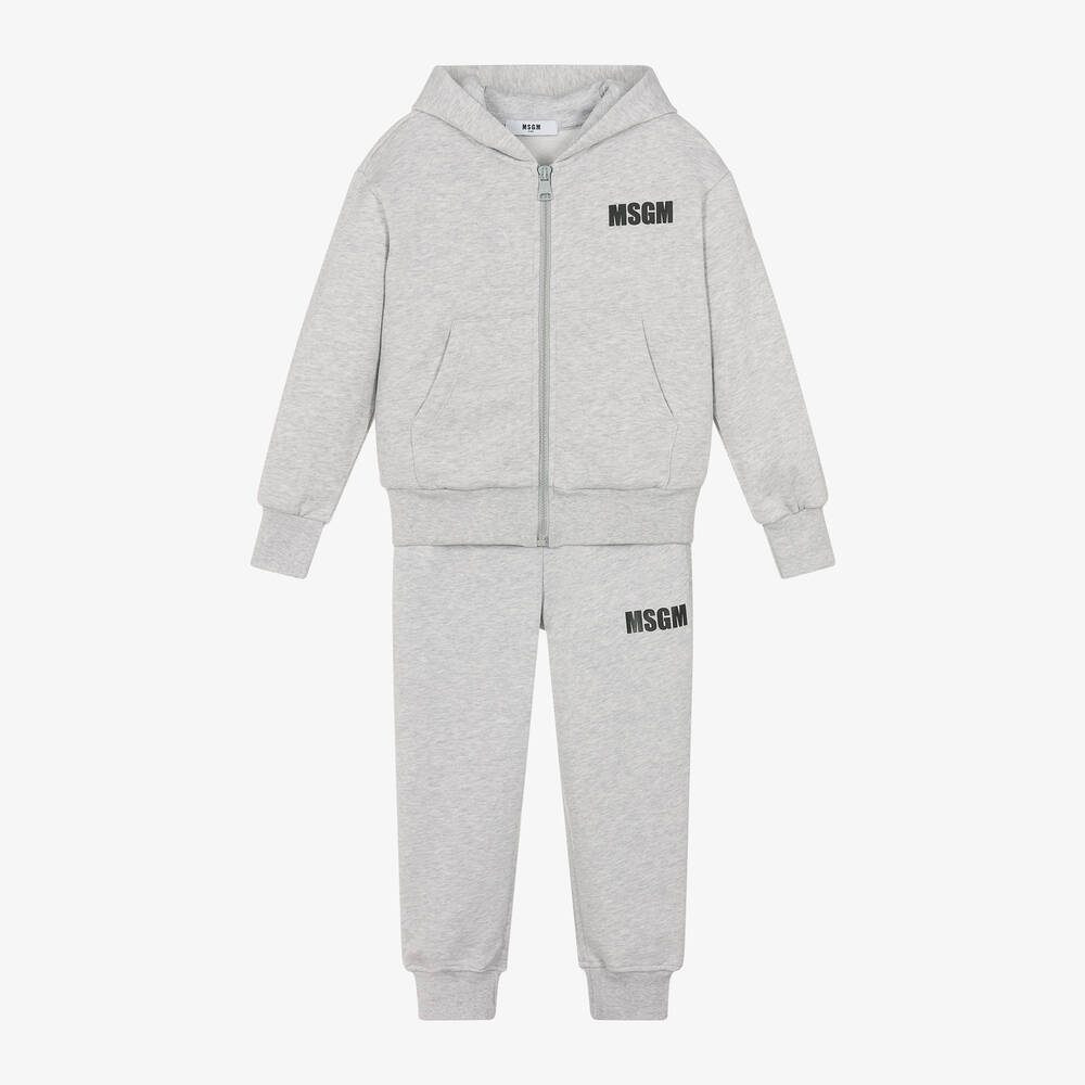 MSGM - Grey Cotton Never Look Back Tracksuit | Childrensalon