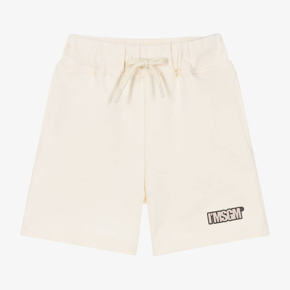 MSGM - Ivory Cotton Jersey Shorts | Childrensalon