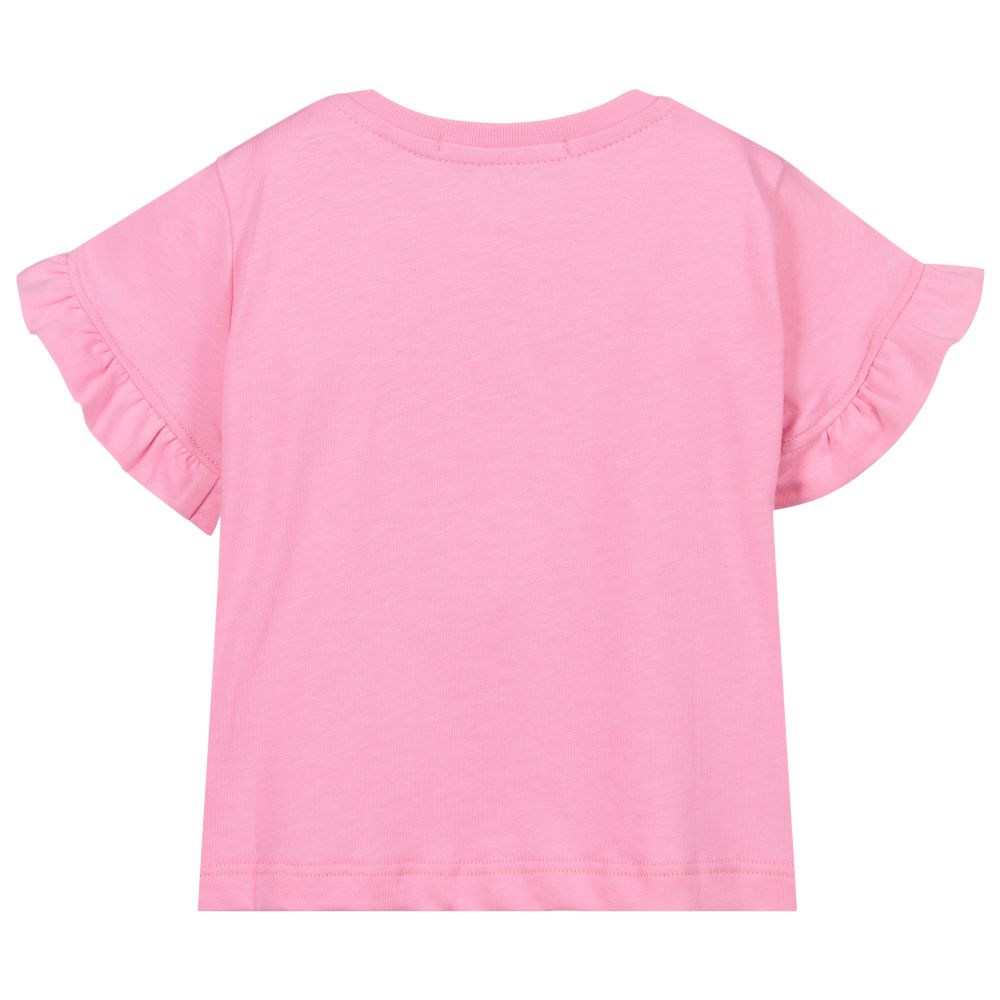 MSGM Pink Cotton Logo Baby TShirt Childrensalon