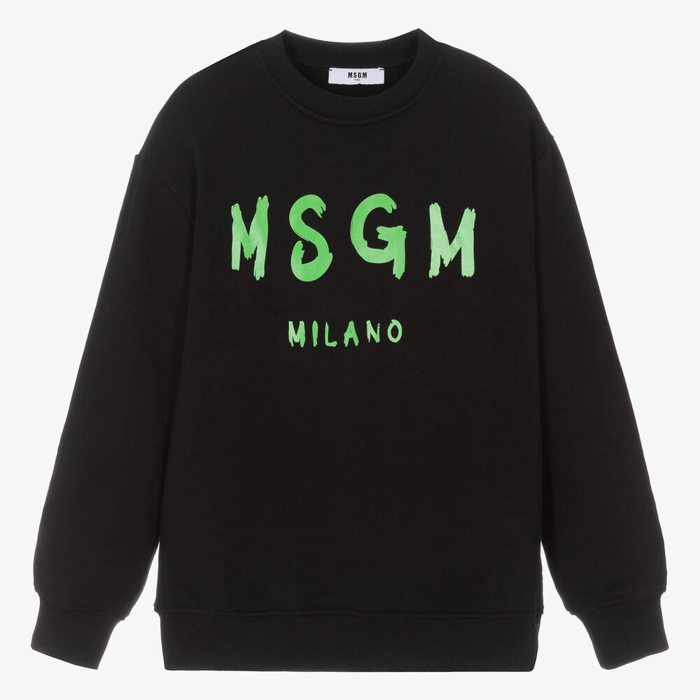 Msgm Teen Black Cotton Jersey Sweatshirt