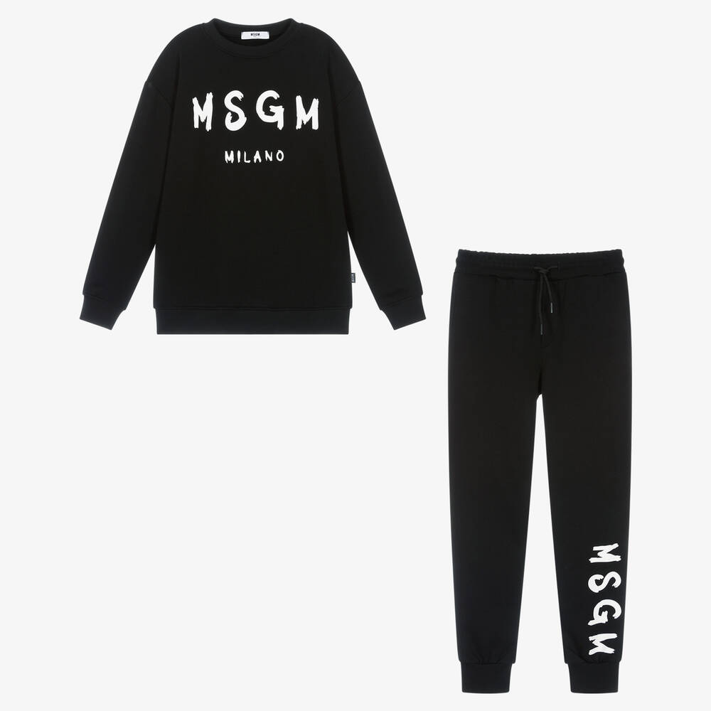 MSGM - بدلة رياضية قطن جيرسي لون أسود | Childrensalon
