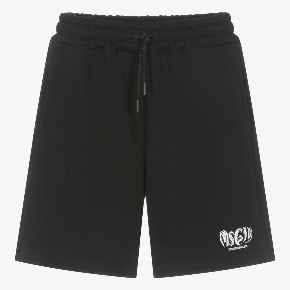 MSGM - Черные шорты из хлопкового джерси для мальчиков-подростков | Childrensalon