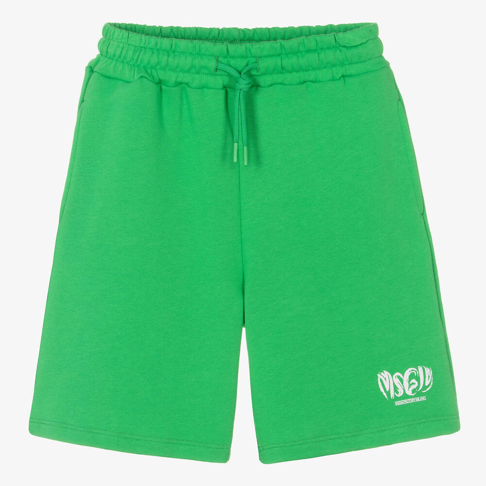 MSGM - Зеленые шорты из хлопкового джерси для мальчиков-подростков | Childrensalon