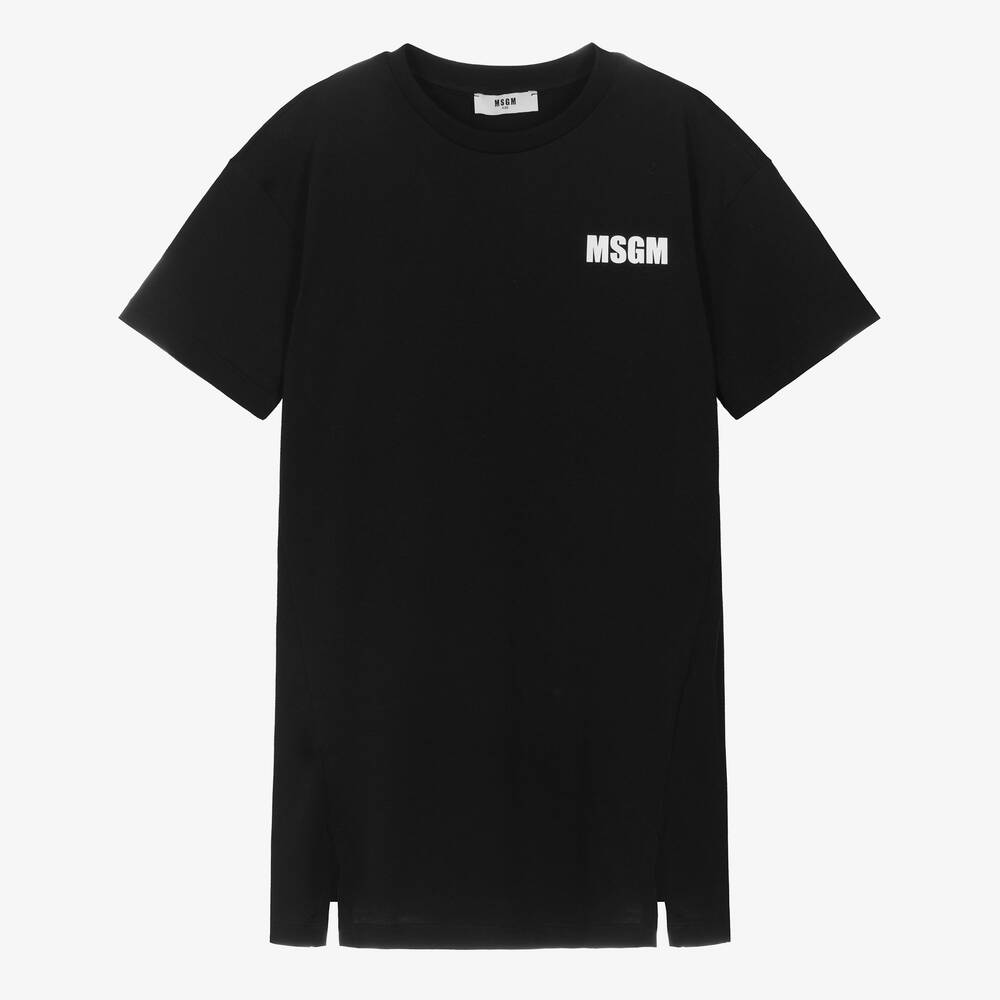 MSGM - Robe t-shirt noire ado fille | Childrensalon