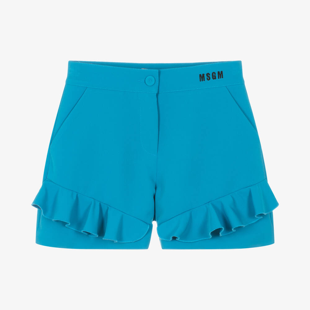 Msgm Teen Girls Blue Crêpe Shorts