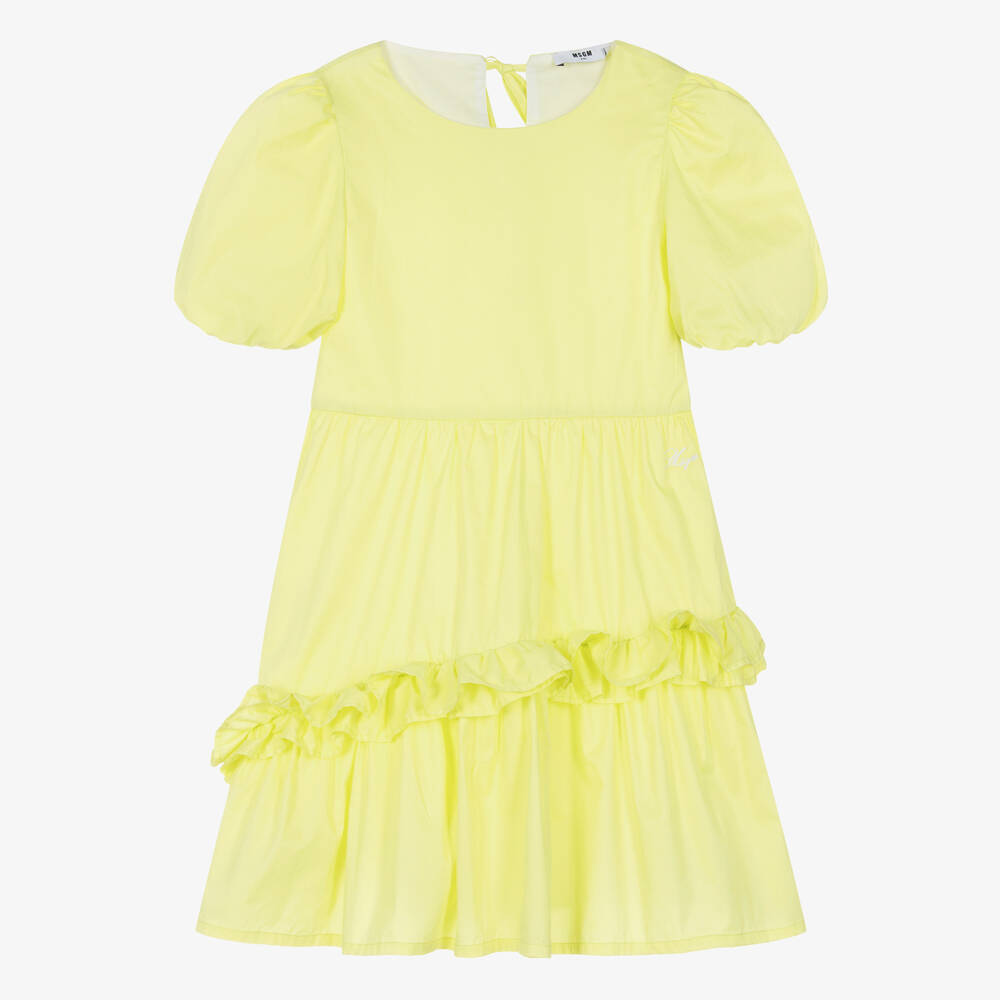 MSGM - Teen Girls Lime Green Cotton Dress | Childrensalon