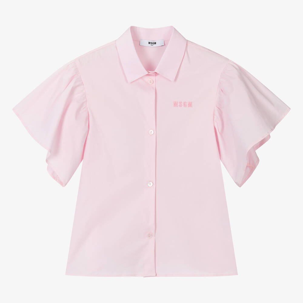 MSGM - Розовая хлопковая блузка для девочек-подростков | Childrensalon