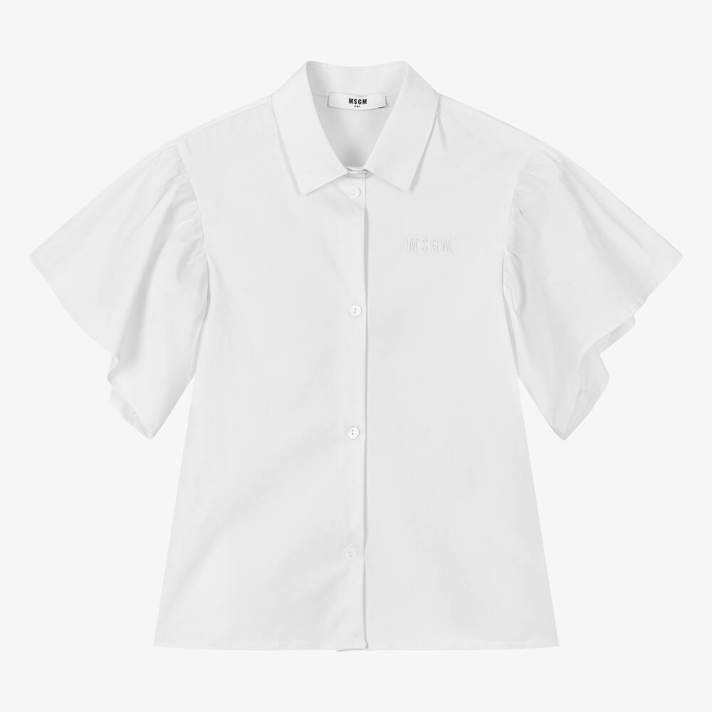 MSGM - Белая хлопковая блузка для девочек-подростков | Childrensalon
