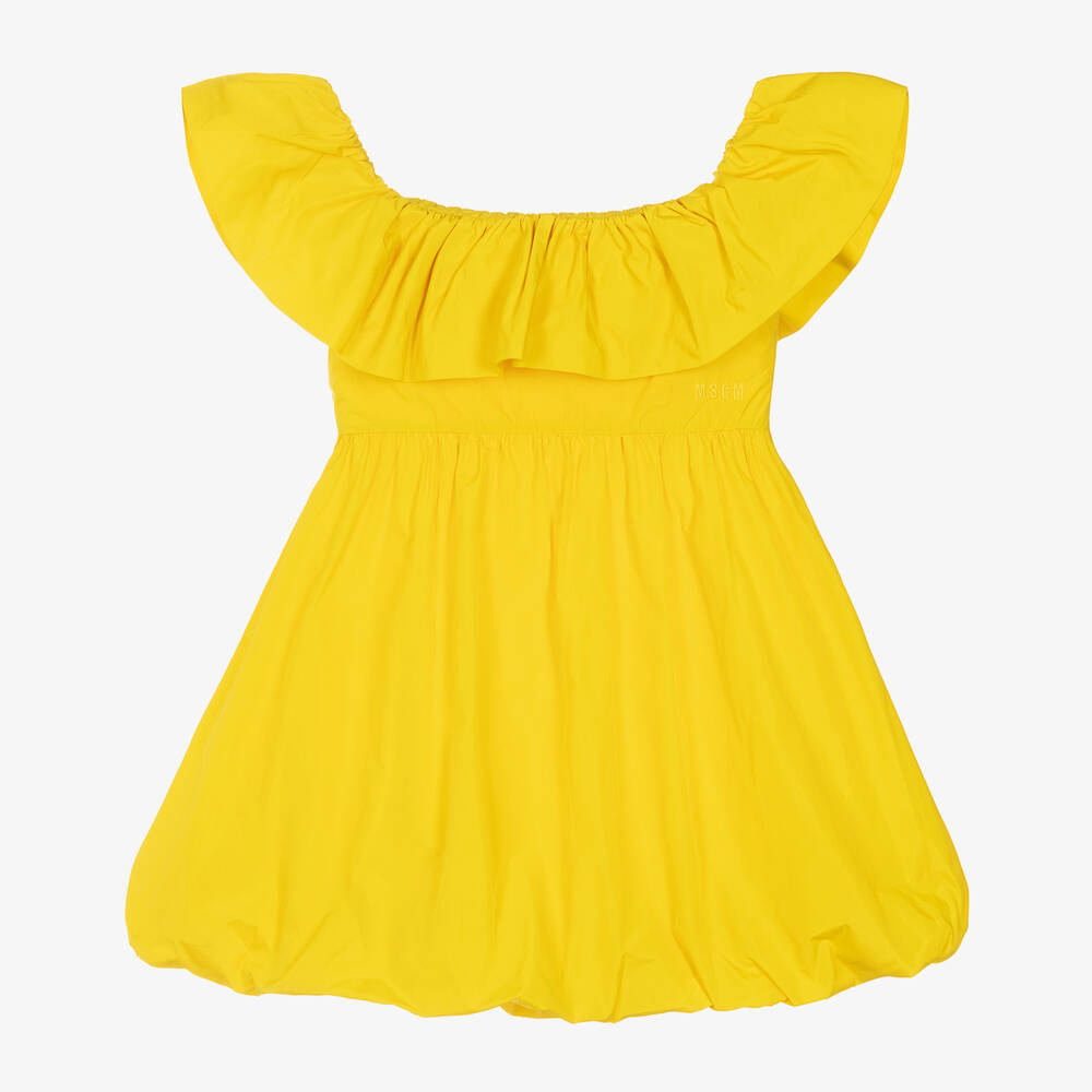 MSGM - فستان تافتا لون أصفر للمراهقات | Childrensalon