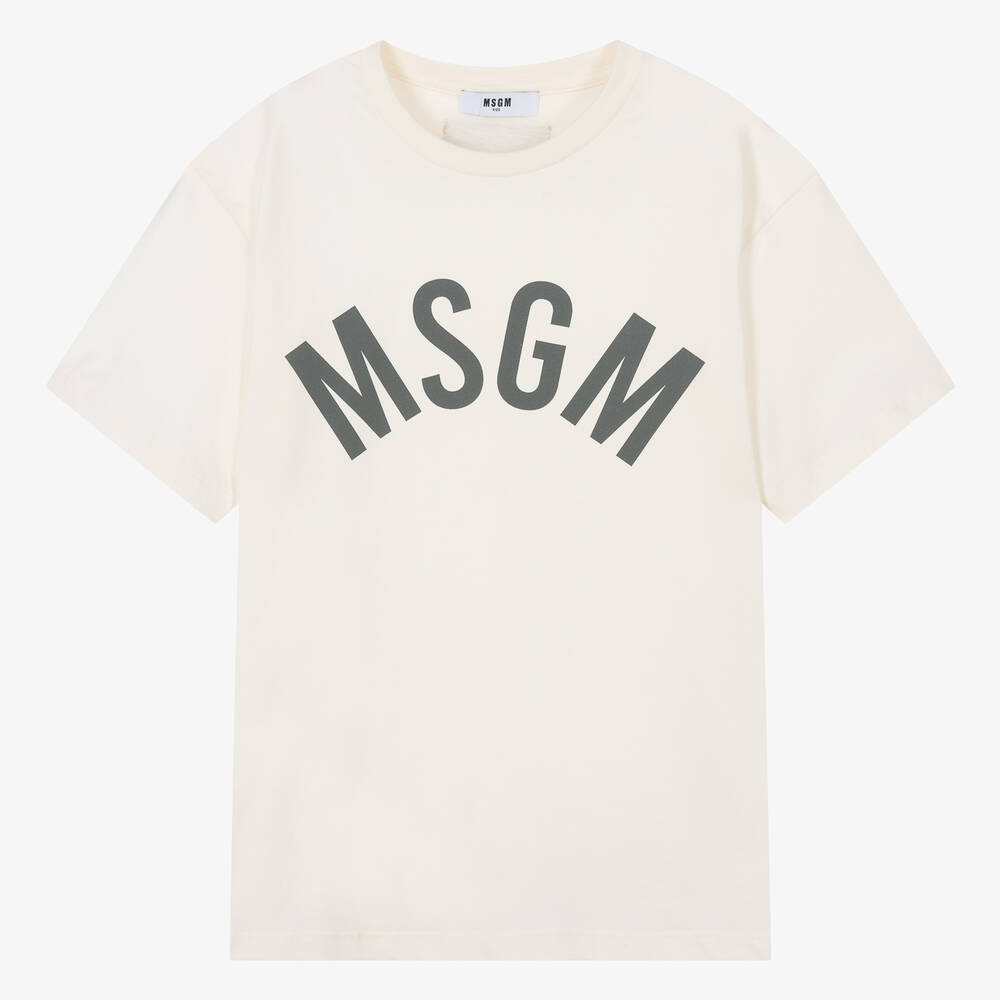 MSGM - Teen Ivory Cotton Club Paradiso T-Shirt | Childrensalon