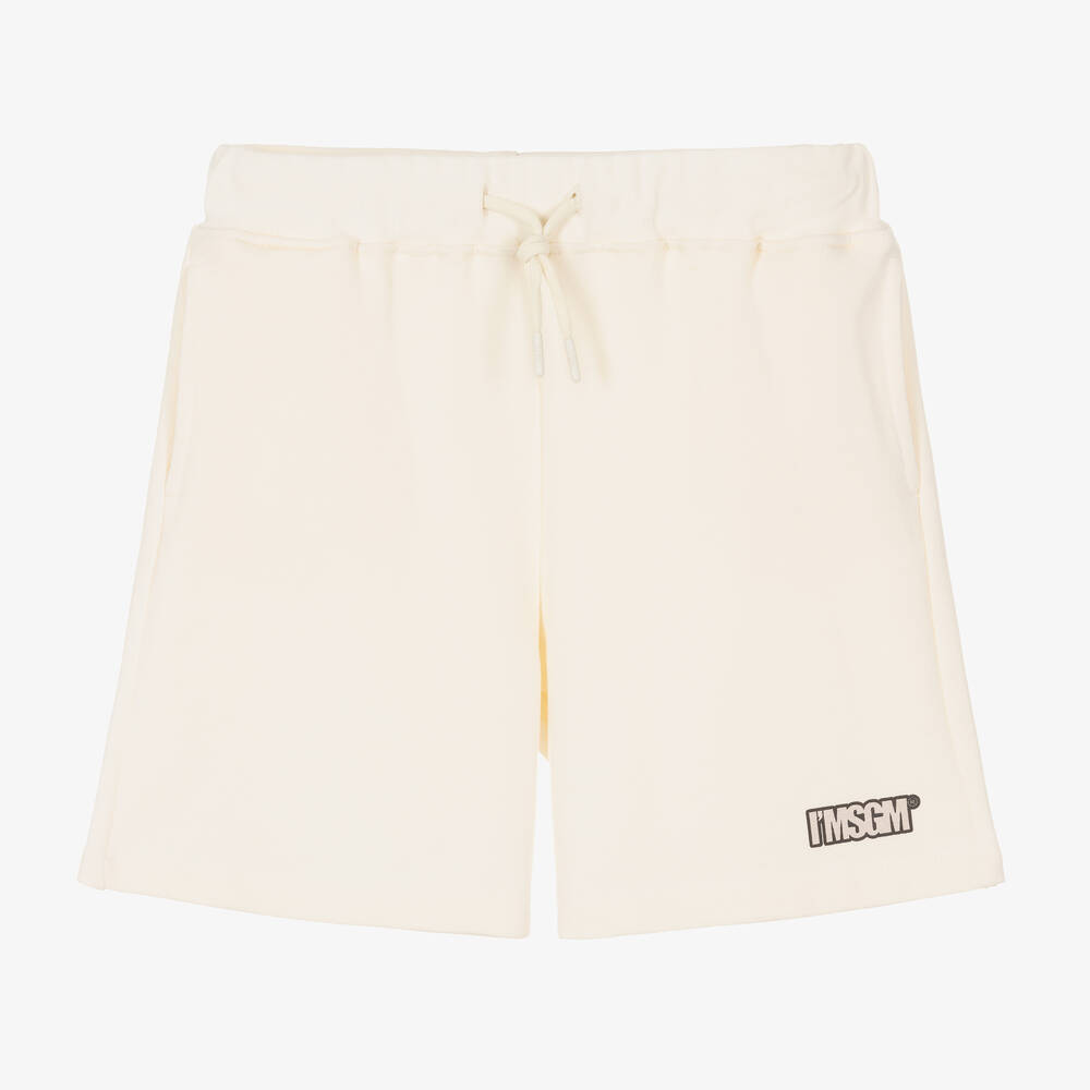 MSGM - Teen Ivory Cotton Jersey Shorts | Childrensalon