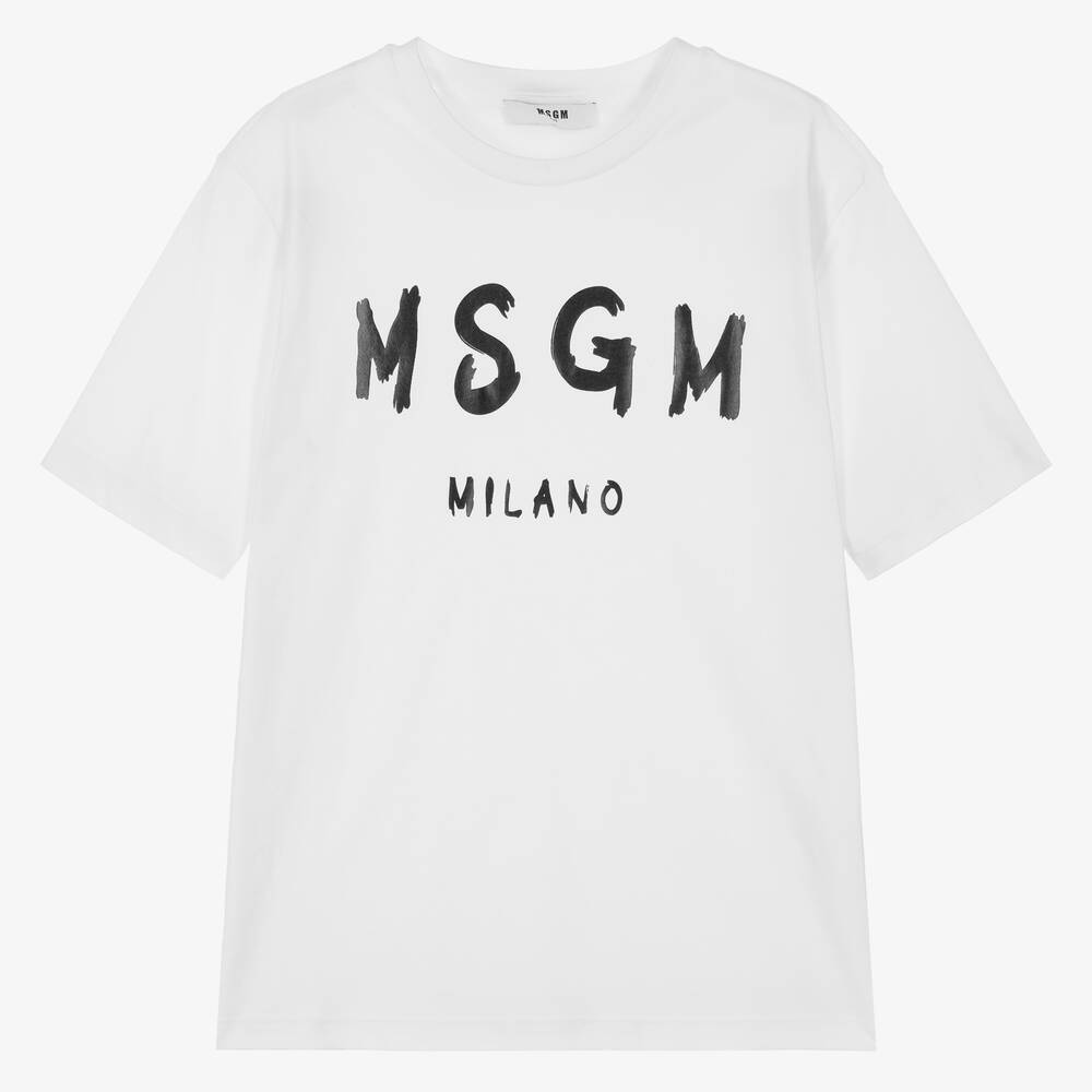 MSGM - Teen White Cotton Jersey T-Shirt | Childrensalon