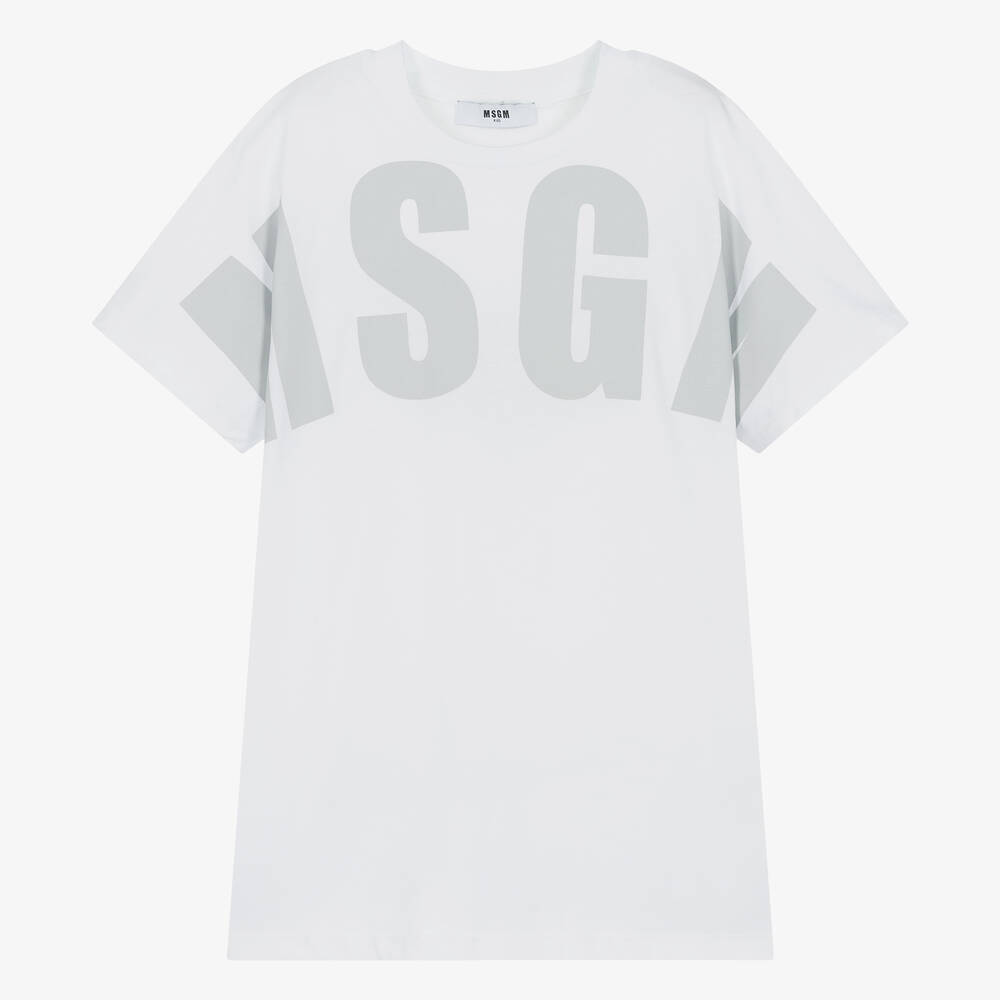 MSGM - T-shirt blanc en coton ado | Childrensalon