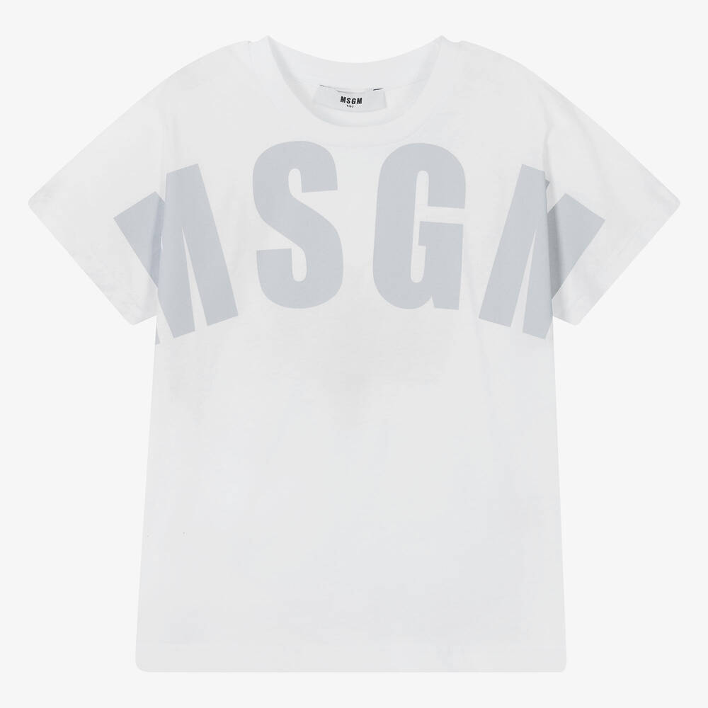 MSGM - White Cotton T-Shirt | Childrensalon