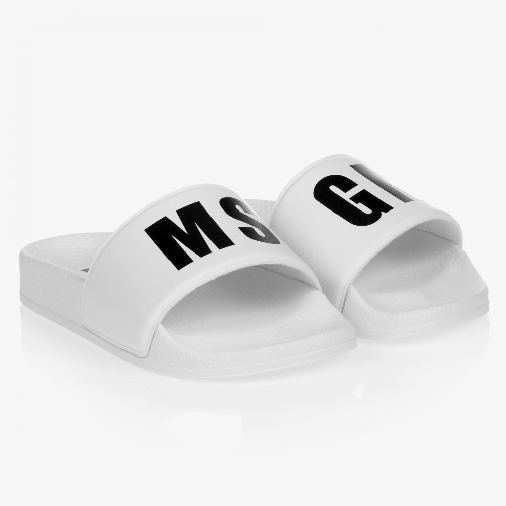 MSGM - White Logo Sliders | Childrensalon