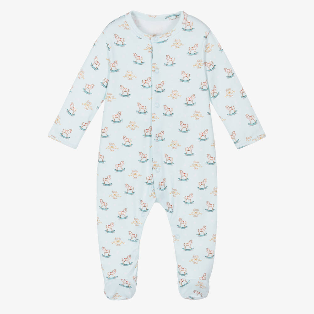 My Little Pie - Blue Rocking Horse Supima Cotton Babygrow | Childrensalon